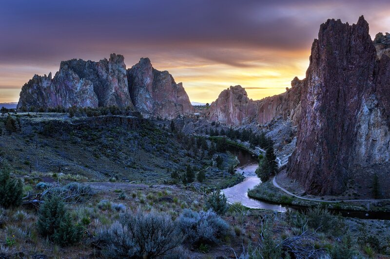 Rock Formations and River — Purple