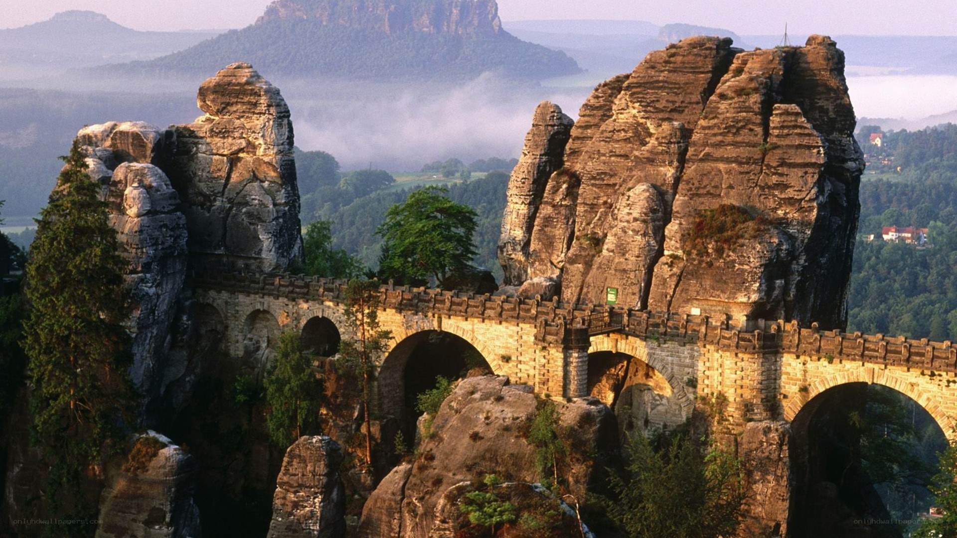 rock formations and stone bridge