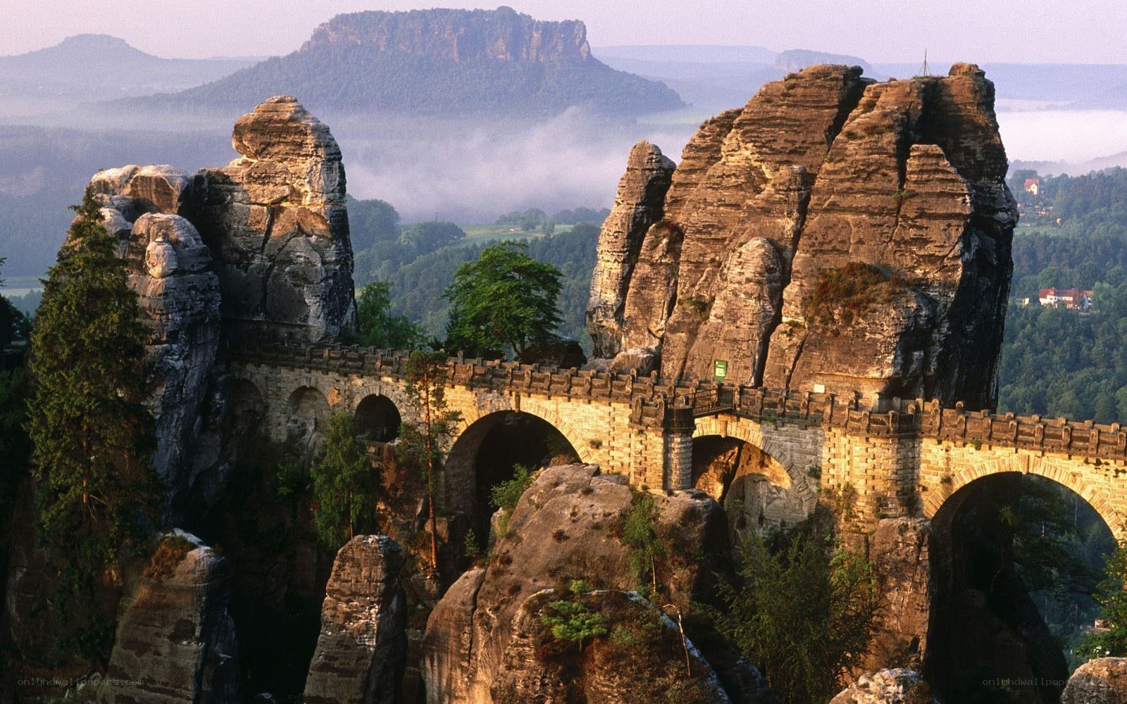 rock formations and stone bridge