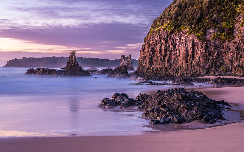 Rock Formations at Beach — Purple, Serene