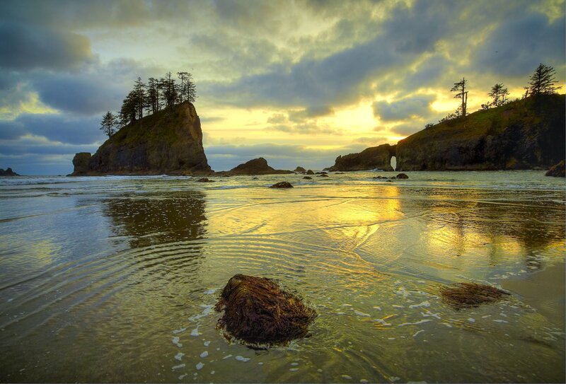 Rock Formations at Beach — Yellow, Dramatic