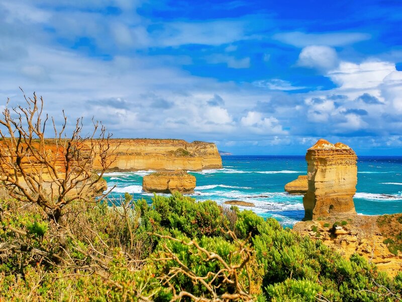 Rock Formations at Coast — Blue