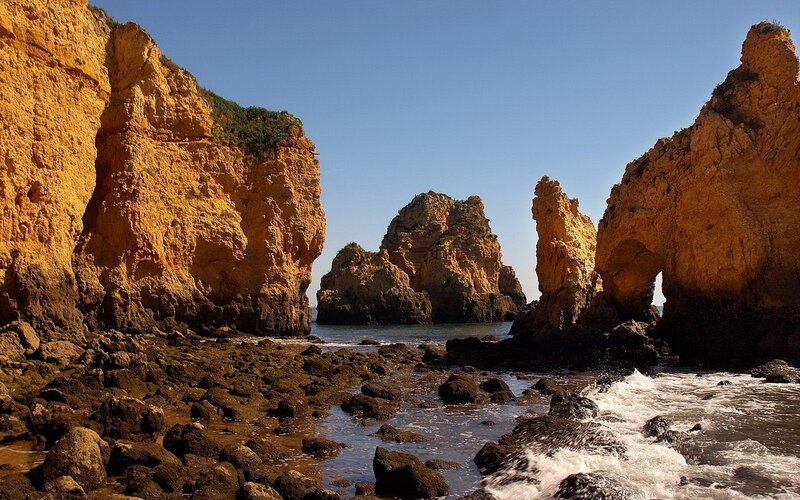 Rock Formations at Coast — Yellow