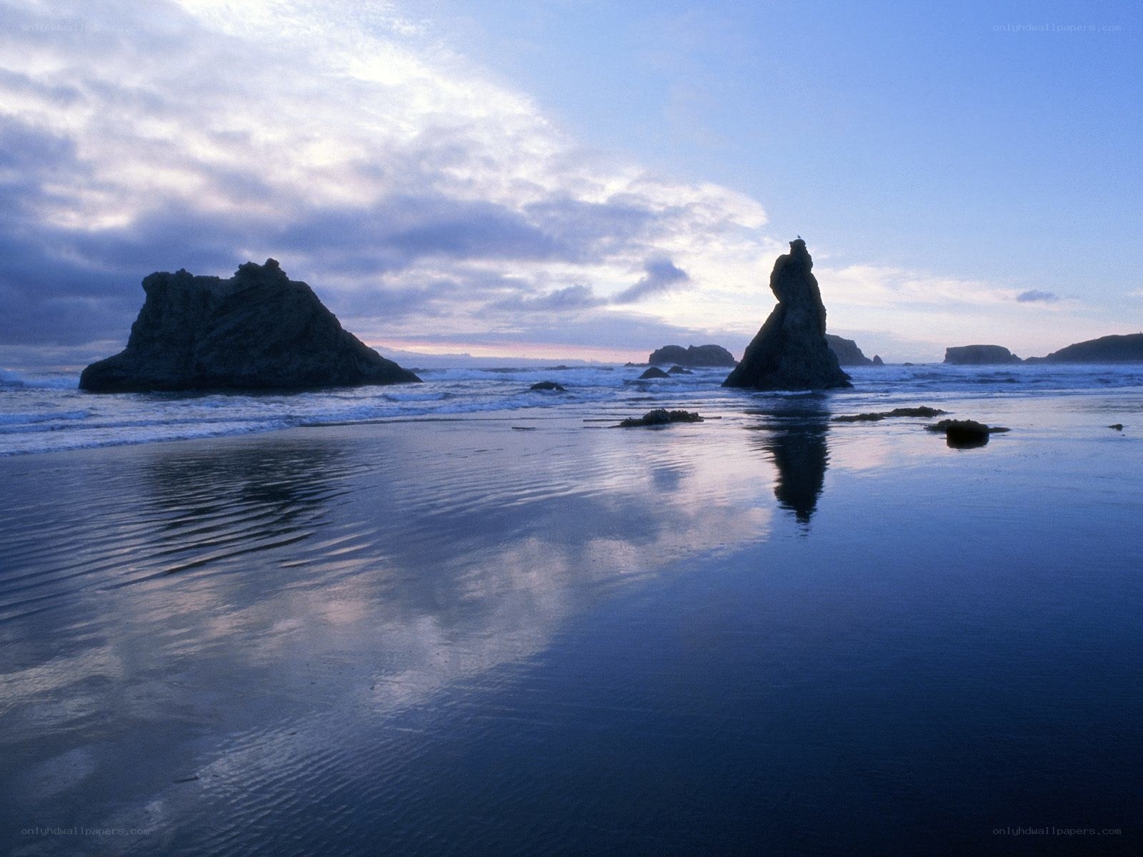 Rock formations at coastal beach