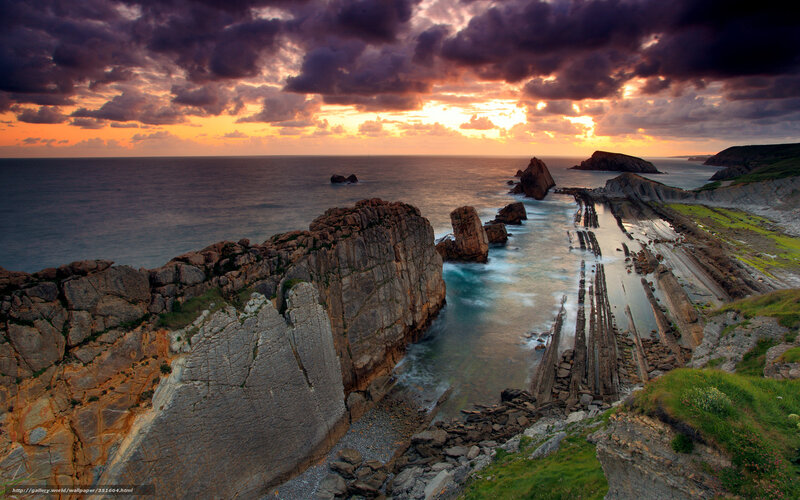 Rock Formations at Coastline — Purple