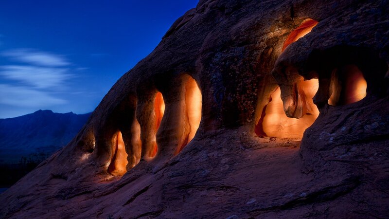 Rock Formations at Dusk — Blue, Dramatic, Night