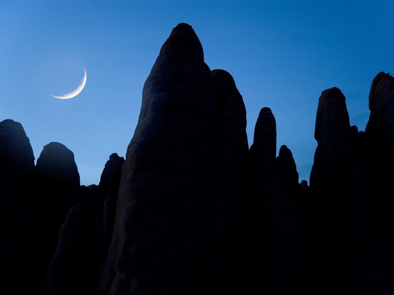 Rock Formations at Dusk — Blue, Serene, Night
