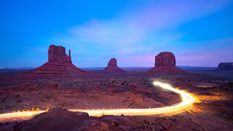 Rock Formations at Dusk — Blue, Serene, Sunset