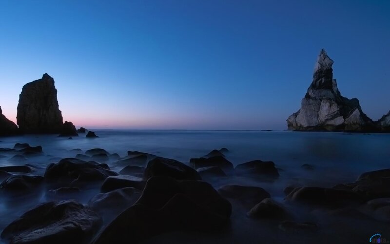 Rock Formations at Dusk — Blue