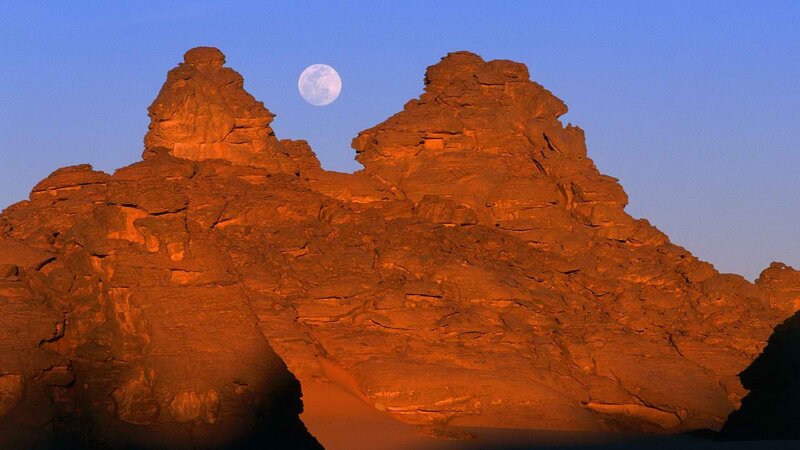 Rock Formations at Dusk — Orange, Dramatic