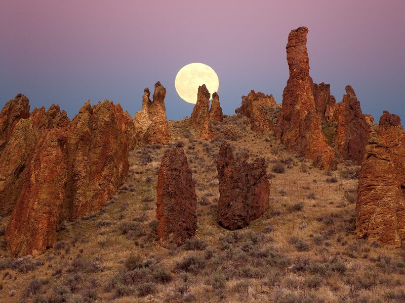 Rock Formations at Dusk — Purple, Dramatic
