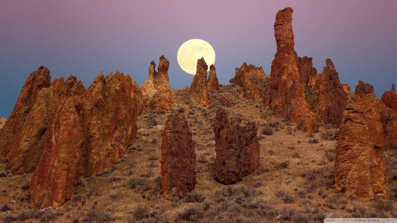 Rock Formations at Dusk — Purple