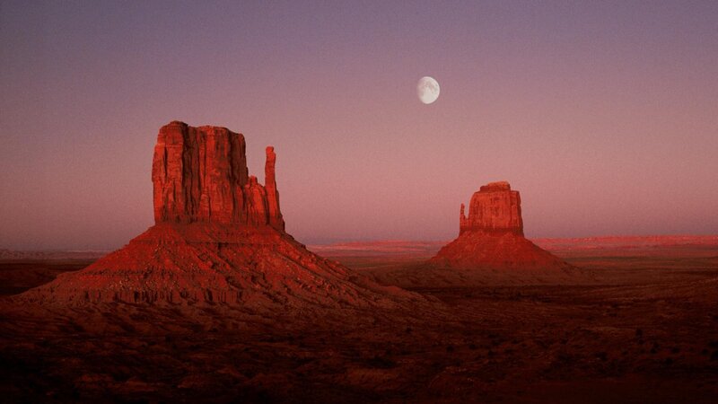 Rock Formations at Dusk — Red, Serene