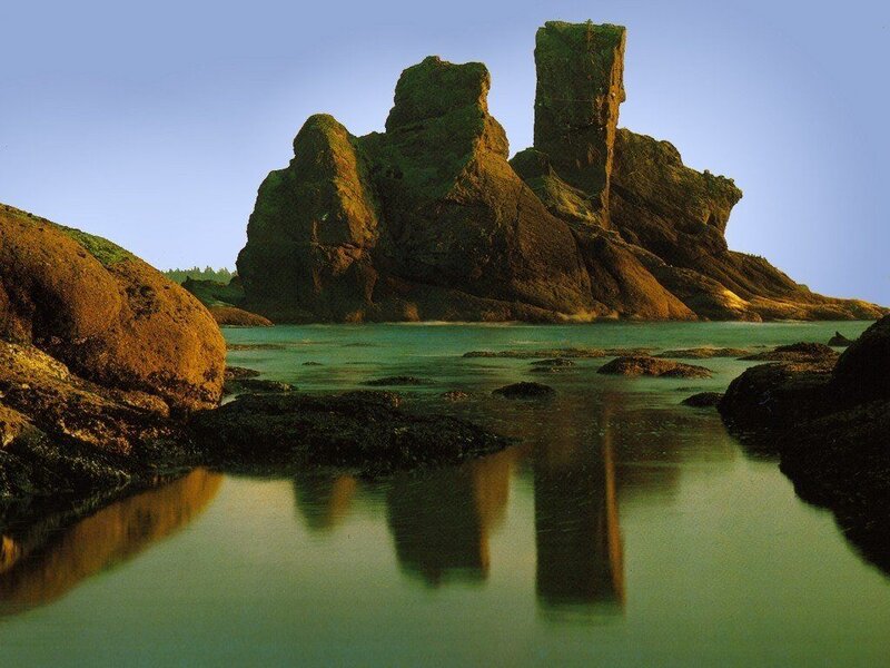 Rock formations at low tide