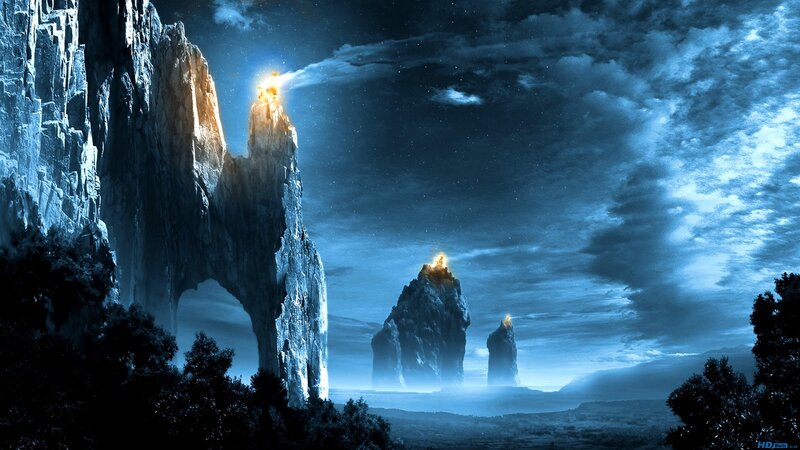 Rock Formations at Night — Blue, Dramatic