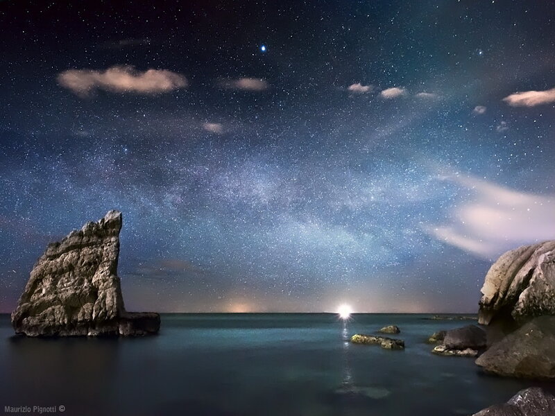 Rock Formations at Night — Blue, Serene