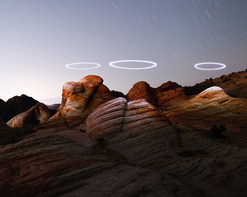 Rock Formations at Night — Brown, Serene