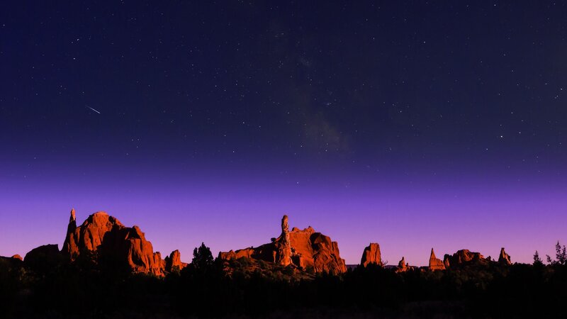 Rock Formations at Night — Purple, Serene