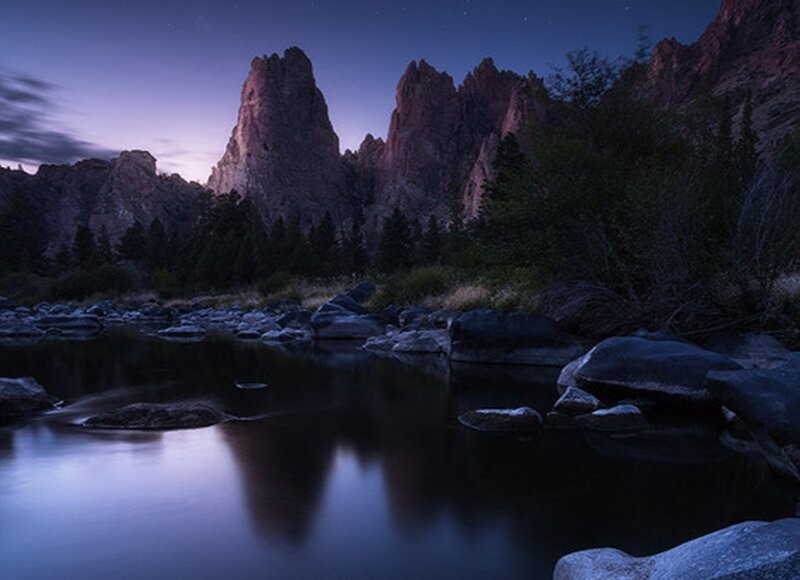 Rock Formations at Night — Purple