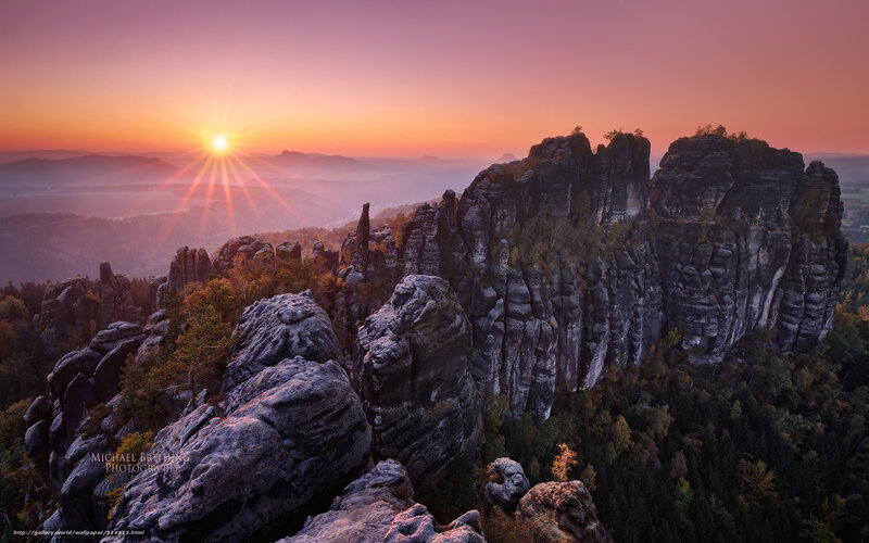 Rock Formations at Sunrise — Purple, Serene