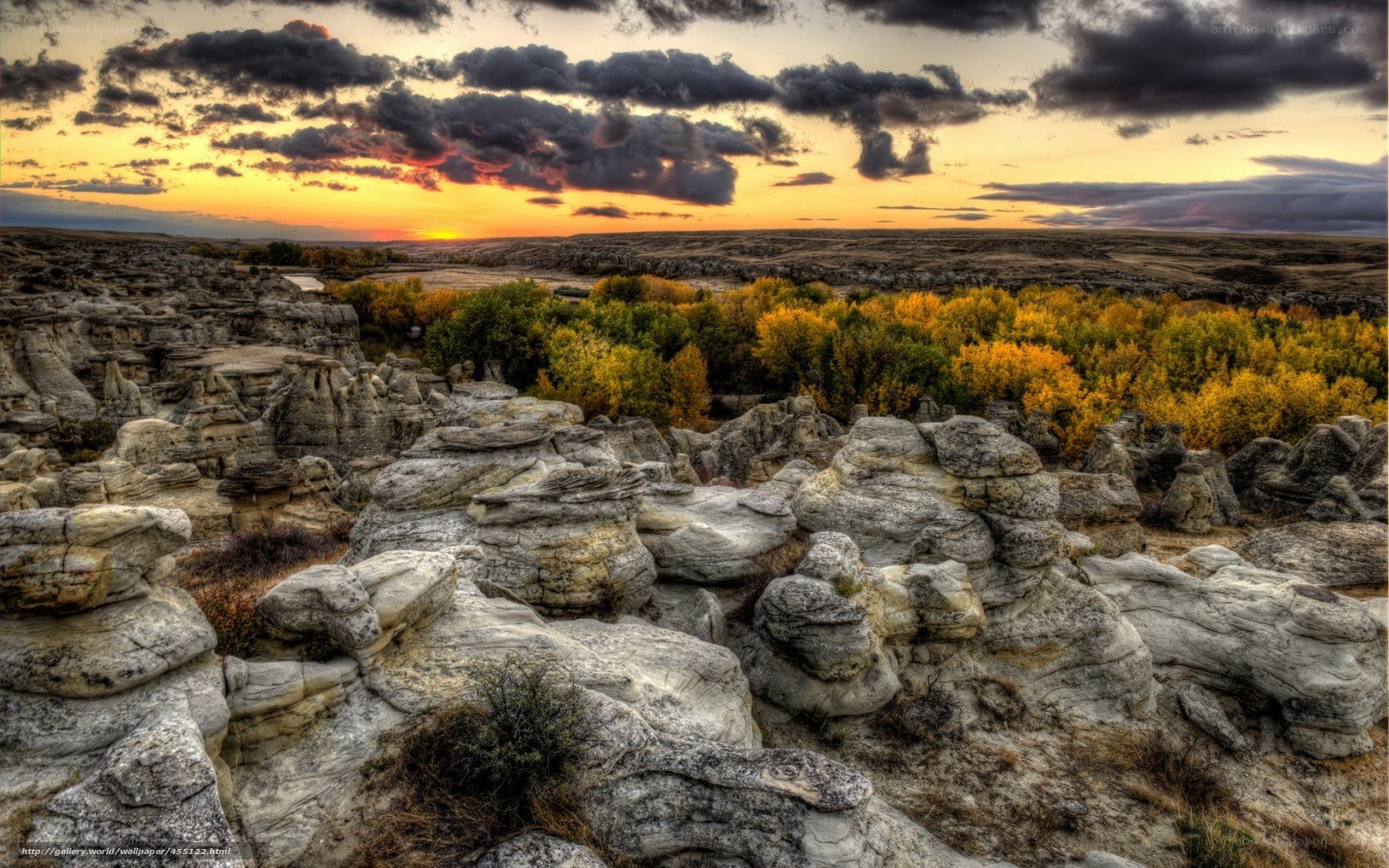 Rock formations at sunset