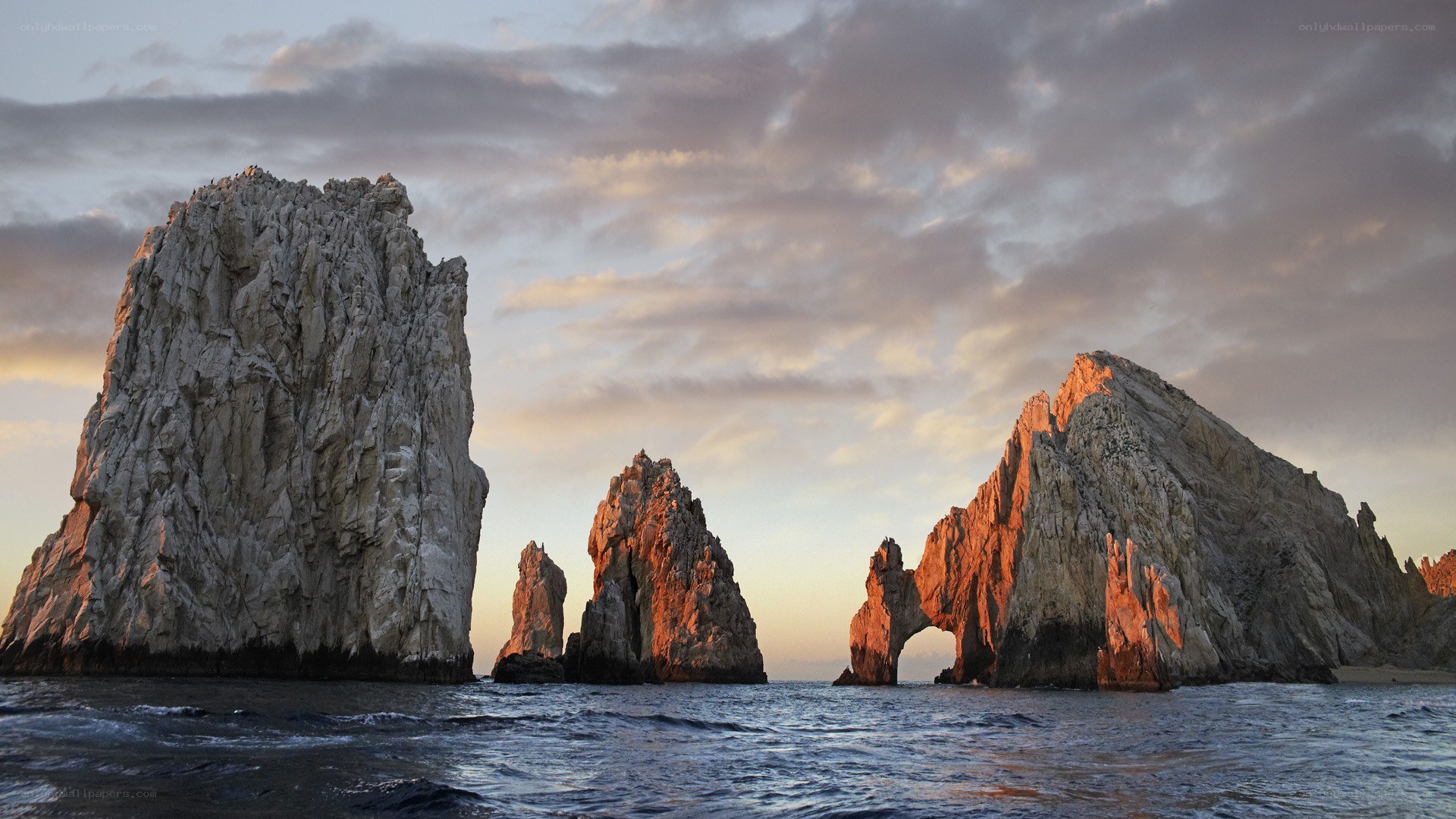 Rock formations at sunset