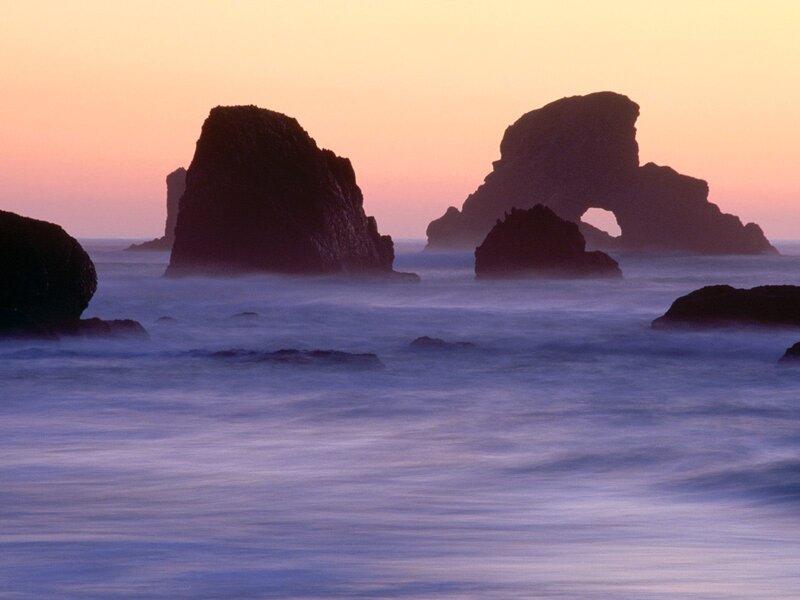 Rock formations at sunset