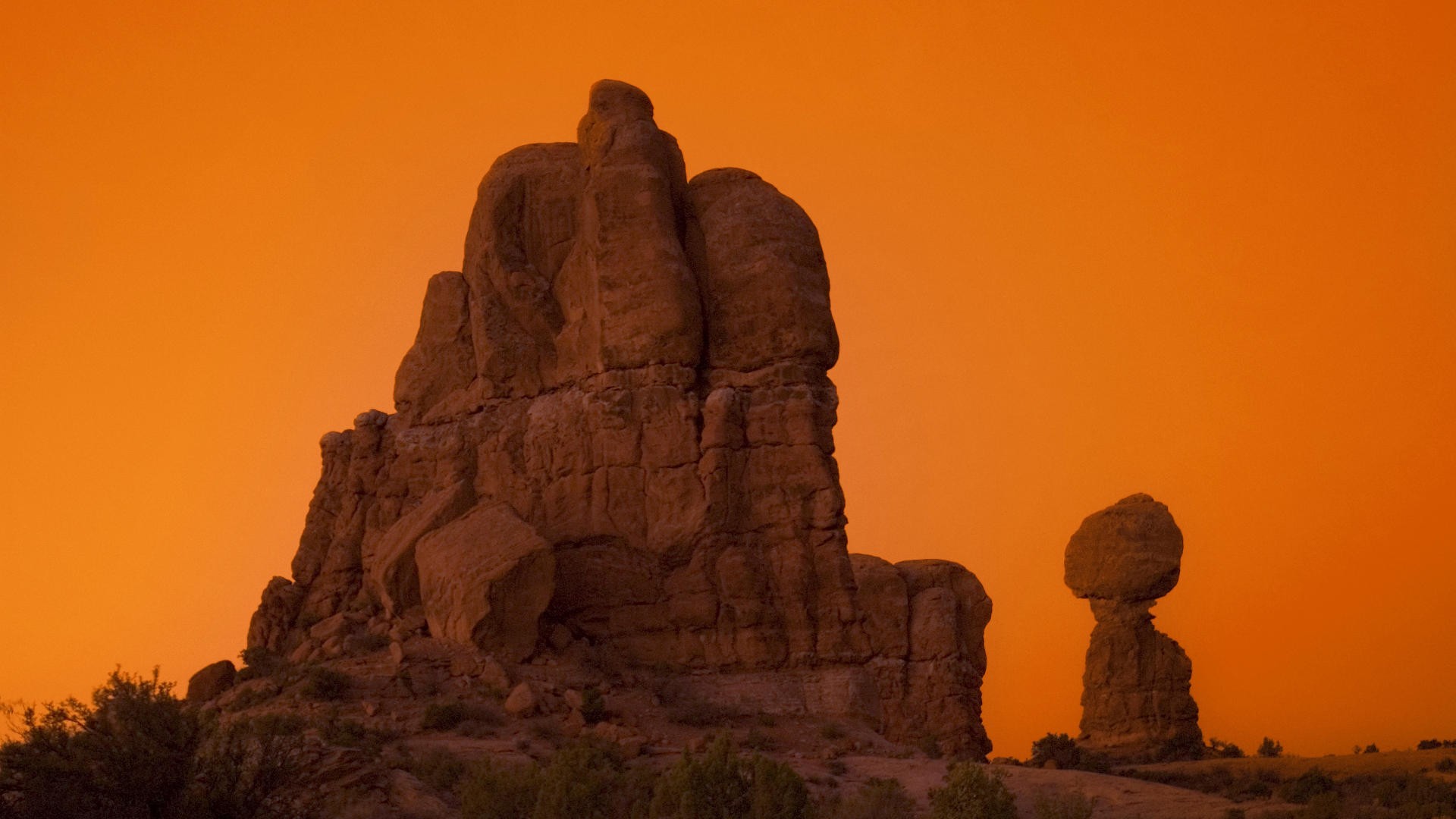 rock formations at sunset