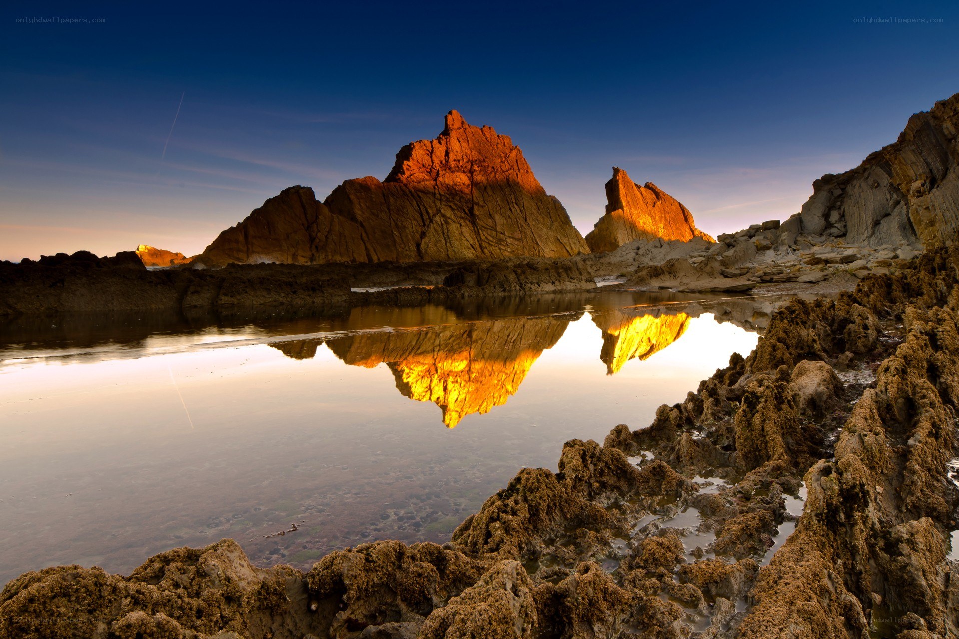 Rock formations at sunset