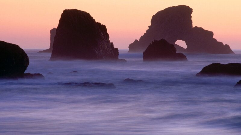 Rock formations at sunset