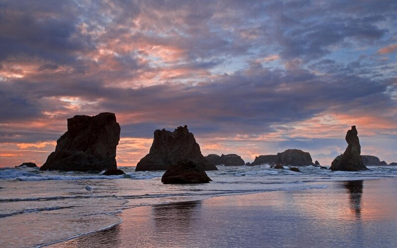 Rock formations at sunset