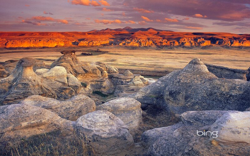 Rock formations at sunset