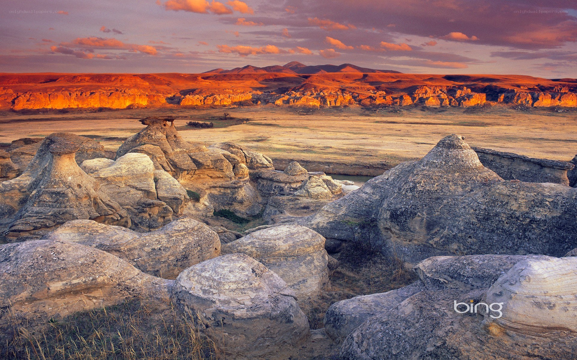 Rock formations at sunset