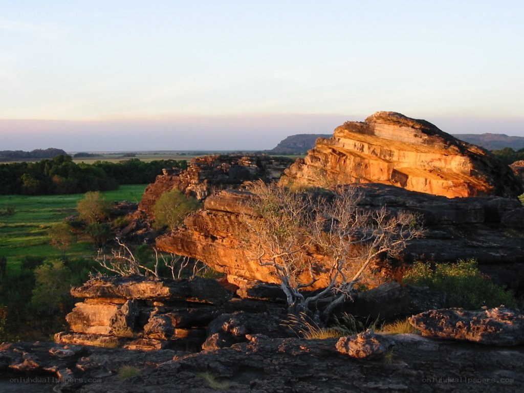 Rock formations at sunset