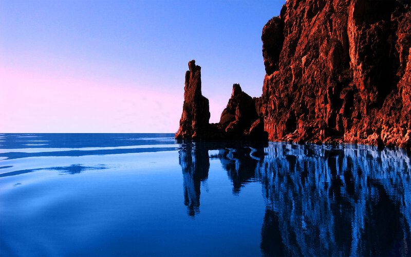 Rock formations at sunset