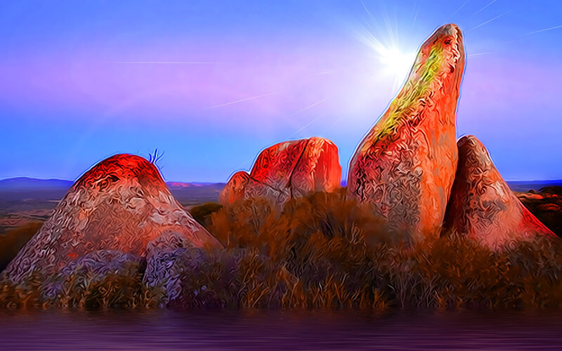 Rock formations at sunset