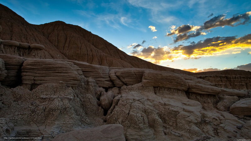 Rock Formations at Sunset — Blue, Dramatic, Photograph, Mountain