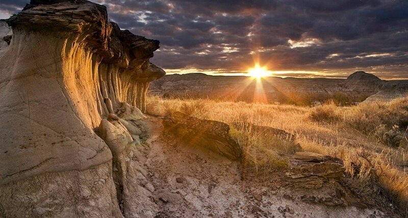 Rock Formations at Sunset — Brown