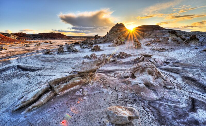 Rock Formations at Sunset — Clouds