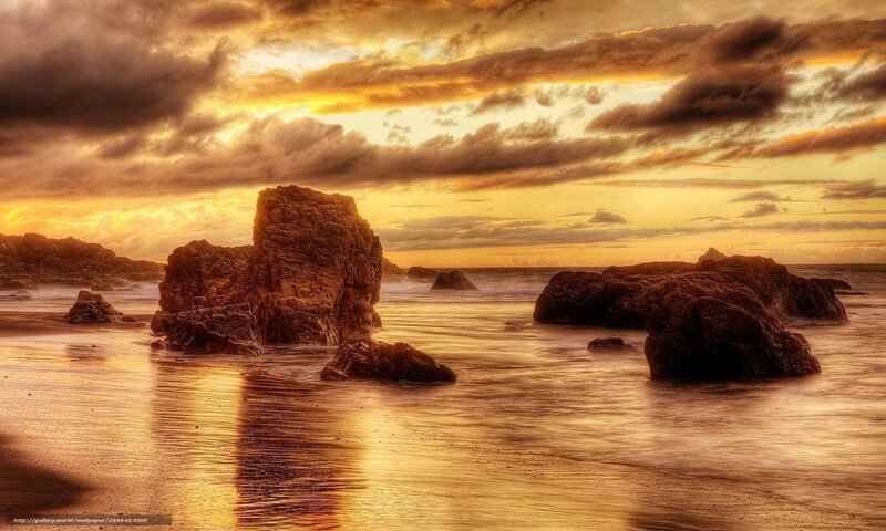 Rock Formations at Sunset — Gold, Dramatic, Photograph