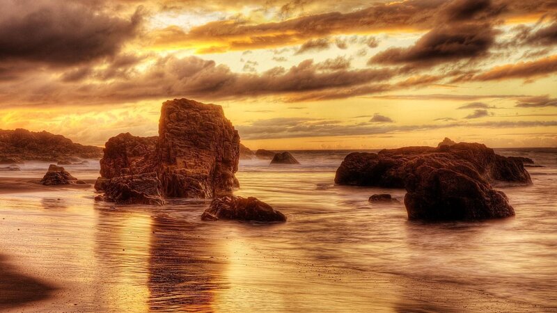 Rock Formations at Sunset — Gold