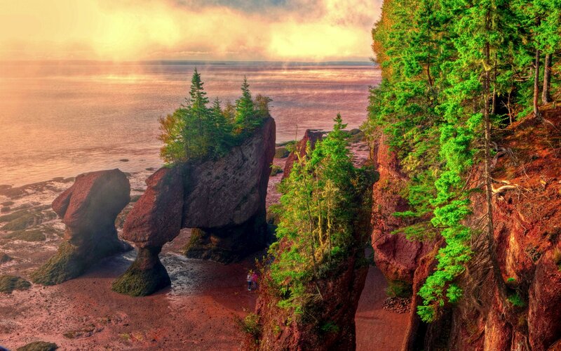 Rock Formations at Sunset — Green