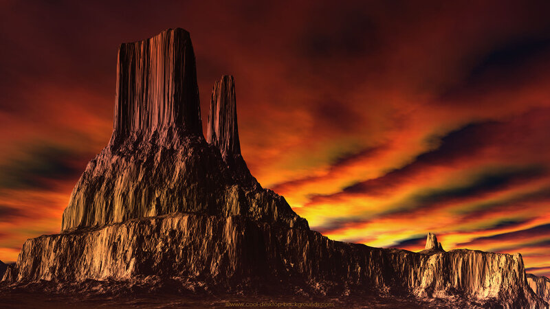 Rock Formations at Sunset — Orange, Dramatic, 3d Render