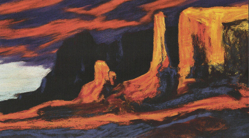 Rock Formations at Sunset — Orange, Dramatic, Painting