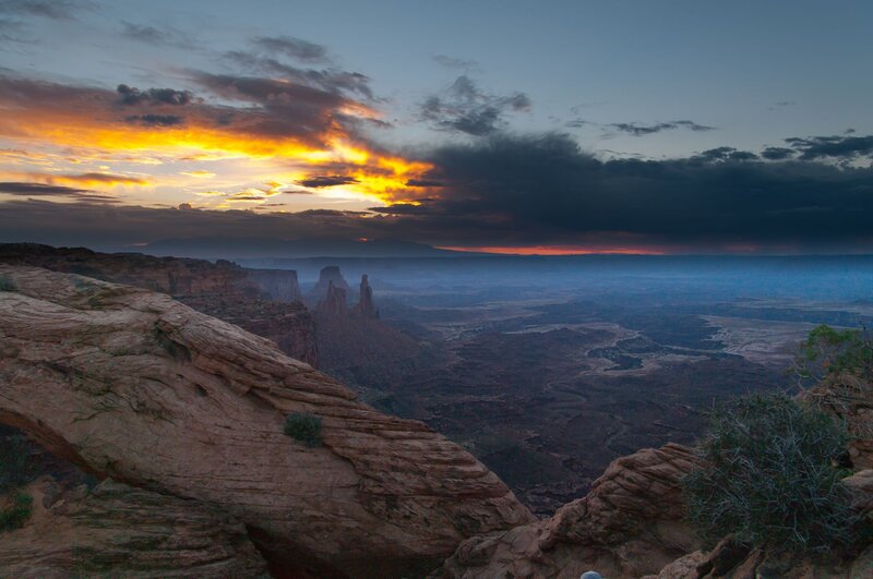 Rock Formations at Sunset — Orange, Dramatic, Photograph, Clouds