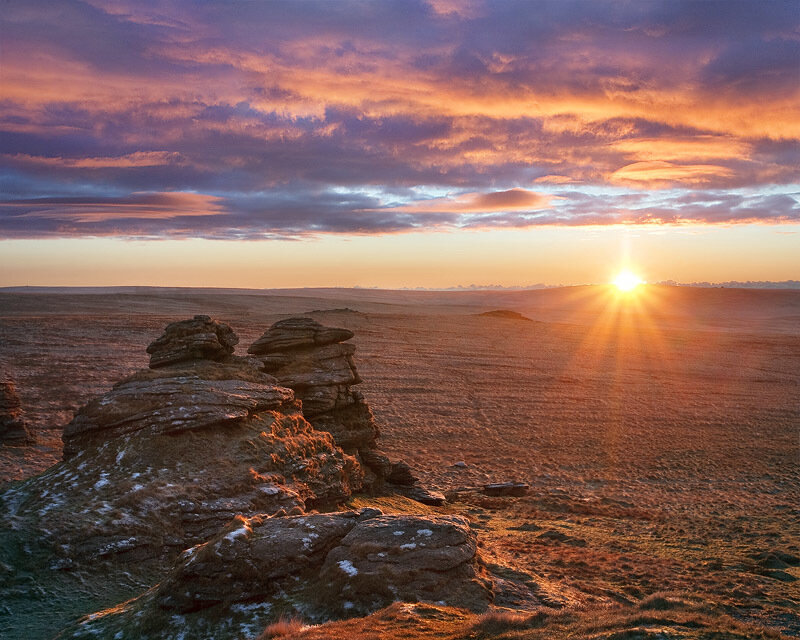 Rock Formations at Sunset — Orange, Dramatic, Photograph, Sun