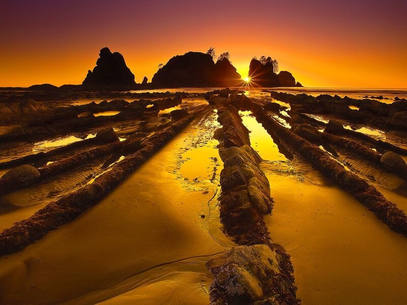Rock Formations at Sunset — Orange, Dramatic