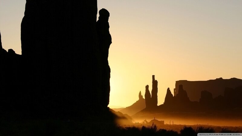 Rock Formations at Sunset — Orange, Serene, Photograph, Silhouette