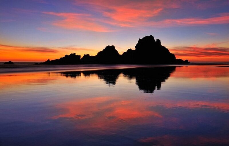 Rock Formations at Sunset — Orange, Serene, Photograph, Sky