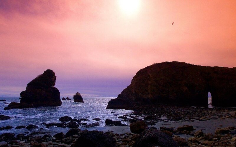 Rock Formations at Sunset — Pink, Serene, Photograph